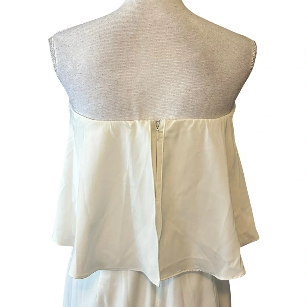 Lulus Class and Charisma White Satin Strapless Midi Dress Medium Bridal Shower - Picture 7 of 14
